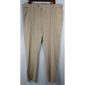 Roundtree & Yorke Travel Smart Pants Khaki Flat Front Mens Size‎ 42x32 Comfort